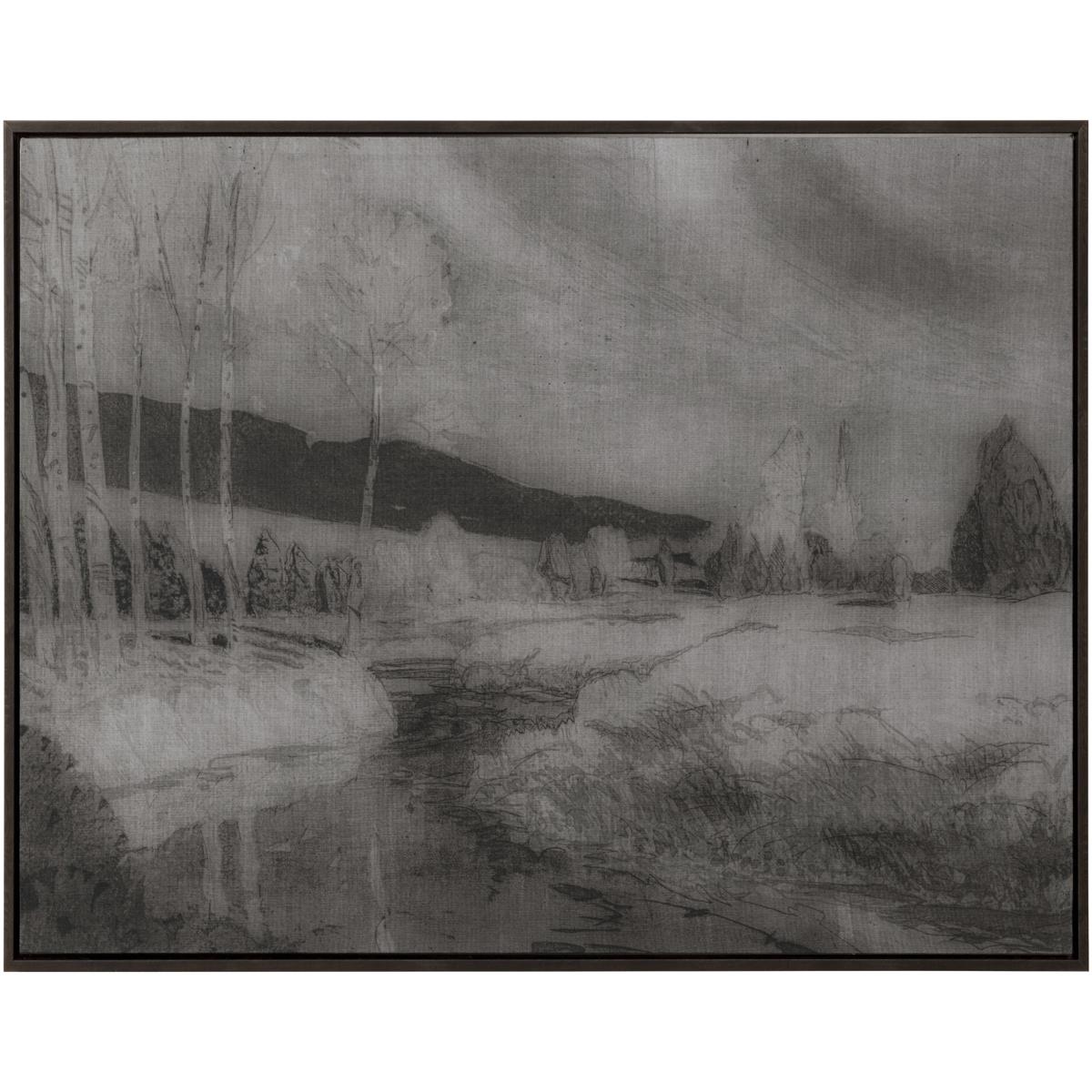 SUNPAN A0437 Antique Brown Floater Frame Wall Art, Landscape